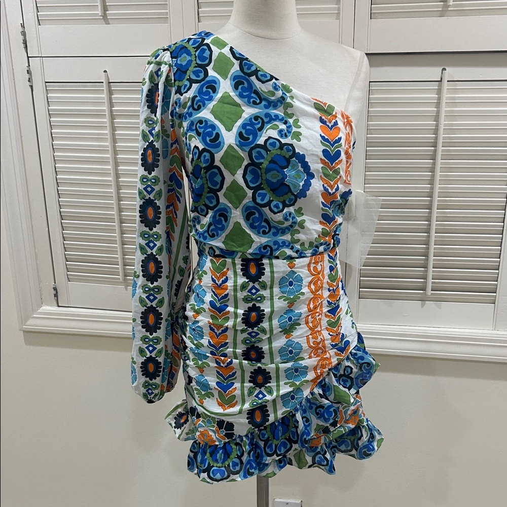 MNG One-Shoulder Multicolor Patterned Dress in perfect condition - Picture 7 of 8